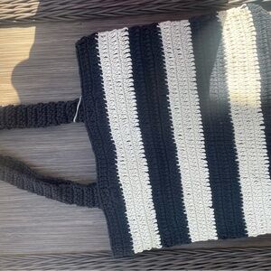 Striped Black and White Tote Bag